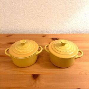 Set Of 2 Le Creuset Mini Cocotte 10cm - Color Ombré Soleil Yellow Brand New